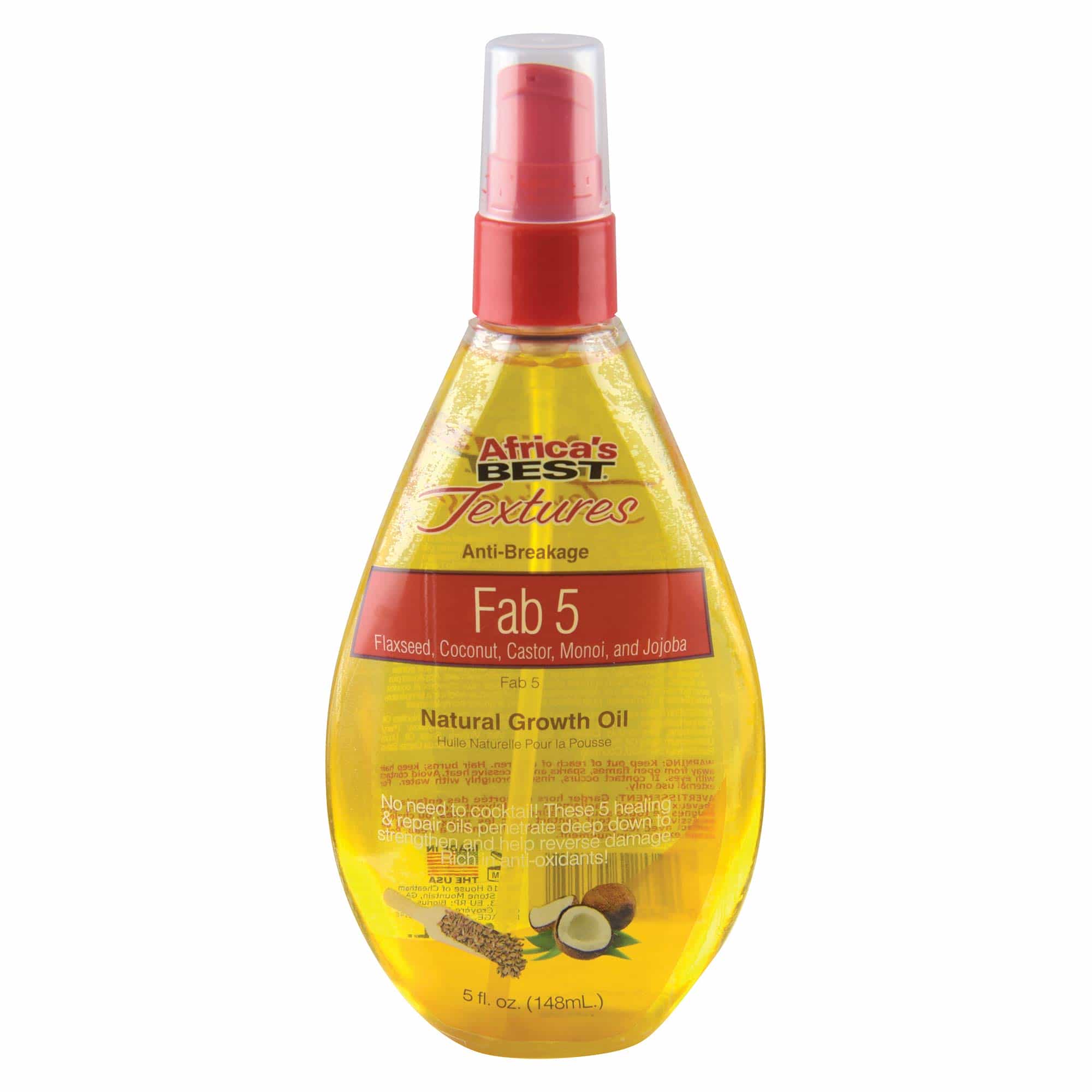 Africa's Best Fab 5 Natural Growth Oil 5oz By Malik Beauty